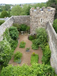 View from the Ypres tower into the medieval garden & the women's tower