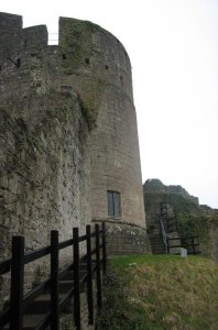 The keep, built on top of a grassy motte