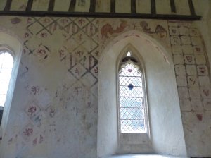 Wall paintings depicting the lion symbol of Richard, Earl of Cornwall, founder of the abbey