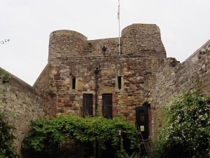 View of the Ypres tower from the medieval garden