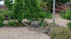A rustic garden feature