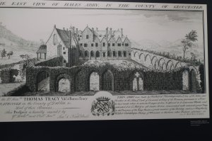 Print showing the abbey church converted into a dwelling house