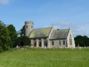 St.Mary's church Weeting, just across the fields from the castle