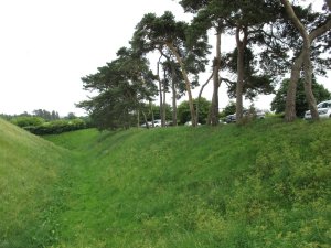 Take care in the car park, there is a slope the other side of it!